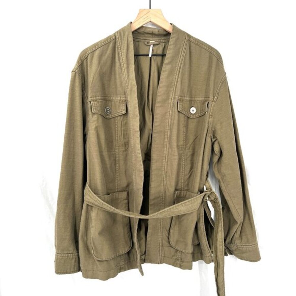 Free People‎ in our nature utility jacket military green field coat belted S